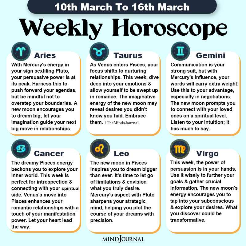Weekly Horoscope For Each Zodiac Sign(10th March To 16th March)