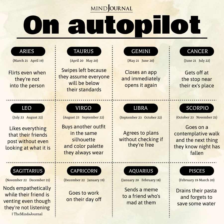 12 Zodiac Signs On Autopilot