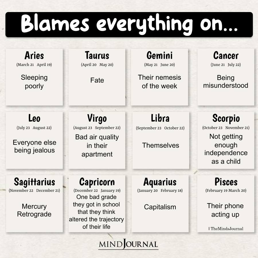 Zodiac Sign Blames Everything On