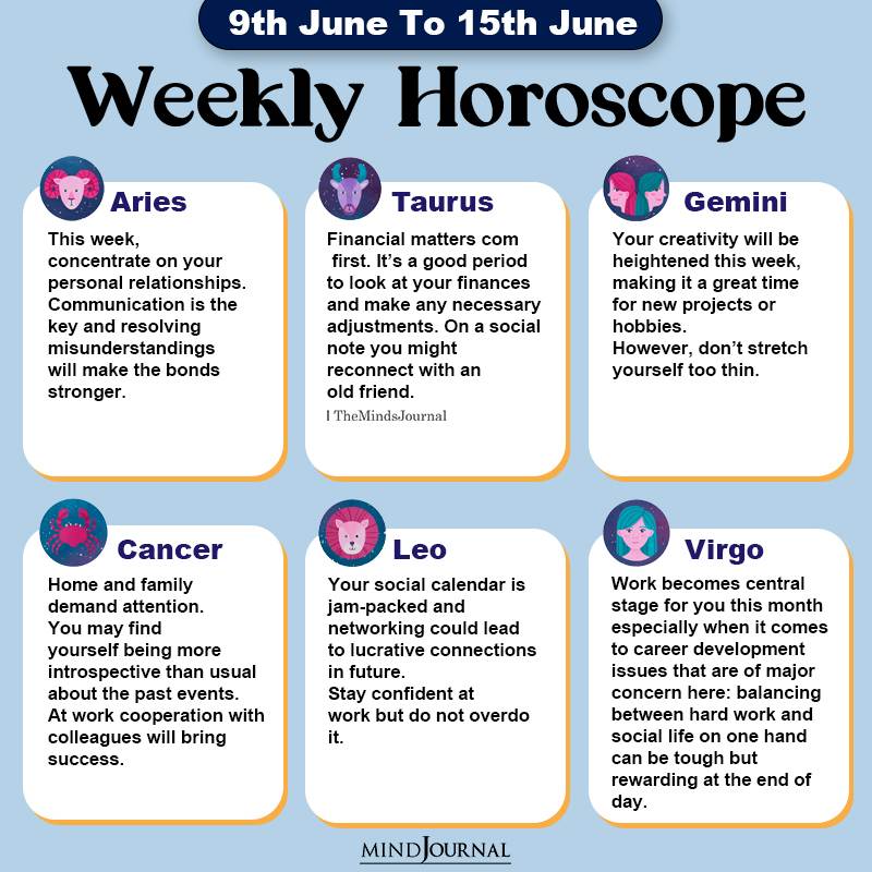 Weekly Horoscope 9th June To 15th June part one