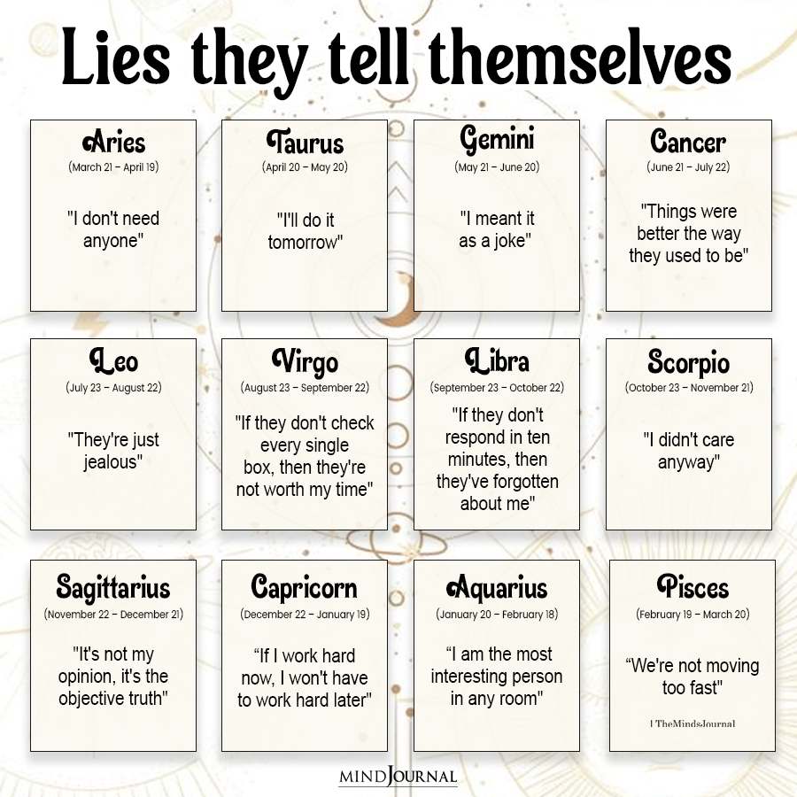 Zodiac Signs And The Lies They Tell Themselves