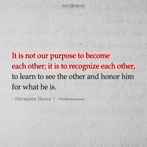 It Is Not Our Purpose To Become Each Other: Hermann Hesse Quote