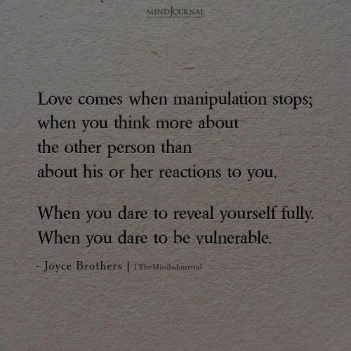 Love Comes When Manipulation Stops: Joyce Brothers Quote