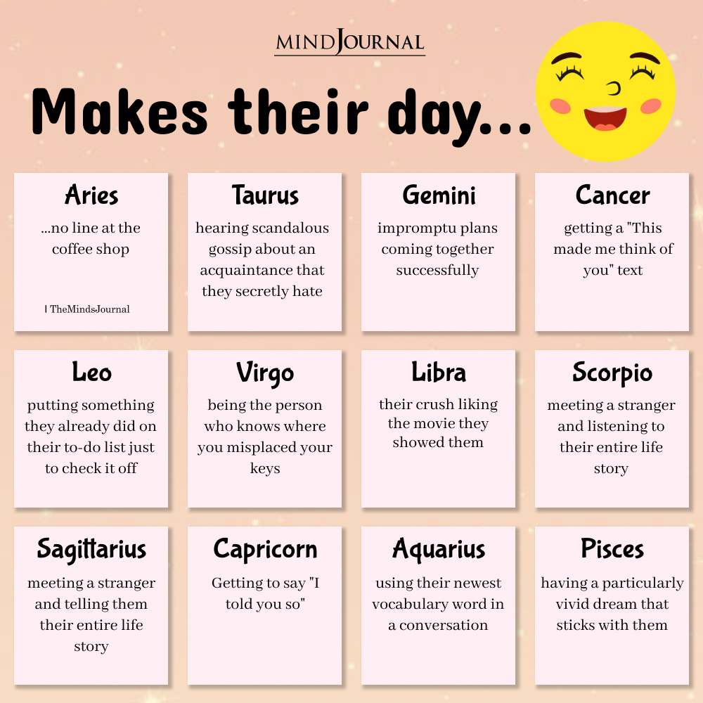 Things That Zodiac Signs Enjoy And Make Their Day