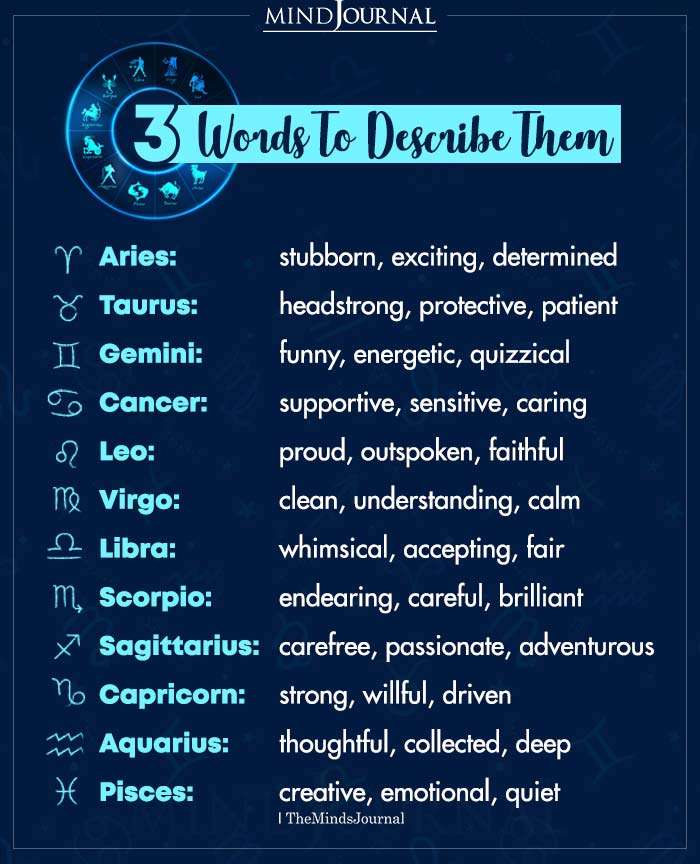 3 Words To Describe The Zodiac Signs