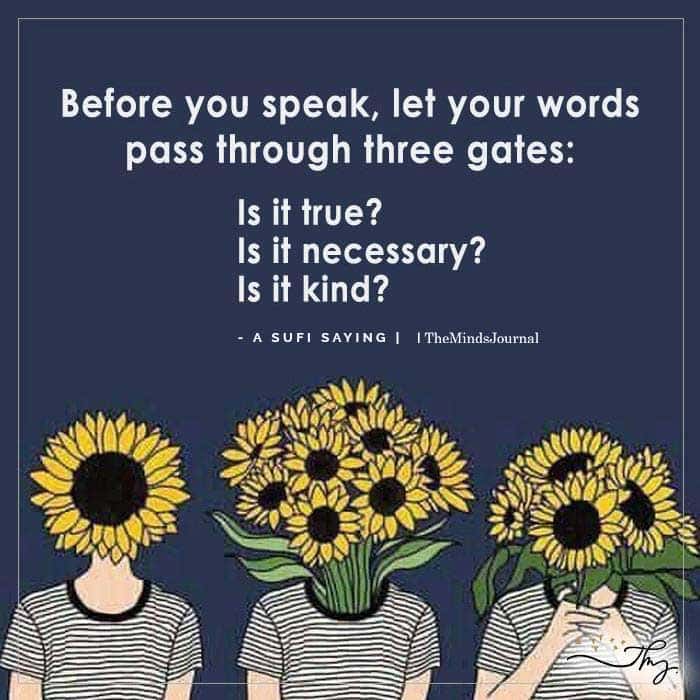 Before You Speak, Let Your Words Pass Through Three Gates