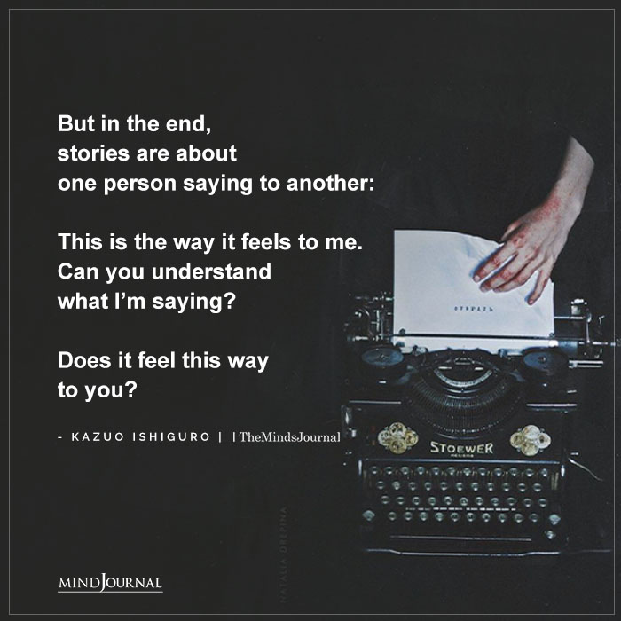 But in the end, stories are about one person