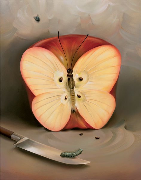 the butterfly apple optical illusion