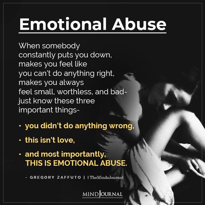 Emotional abuse when your boyfriend is verbally abusive when drunk. 