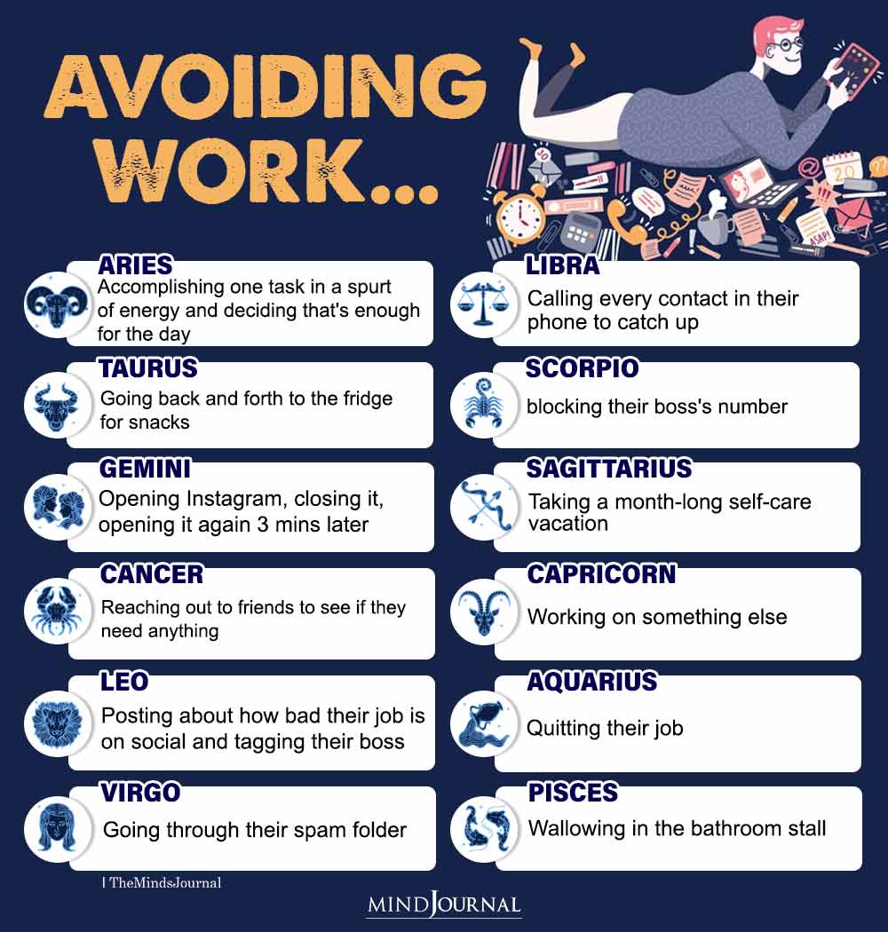 How Each Zodiac Sign Avoids Work