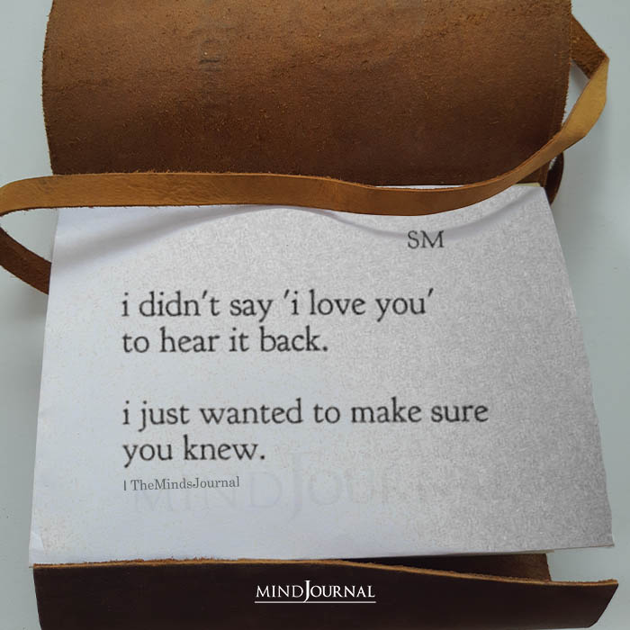 I Didn’t Say I Love You To Hear It Back