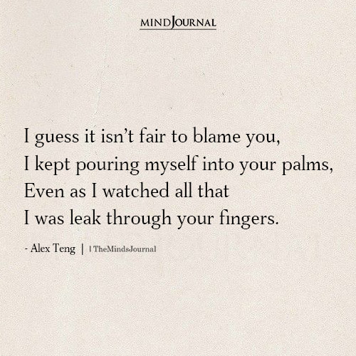 I Guess It Isn’t Fair To Blame You