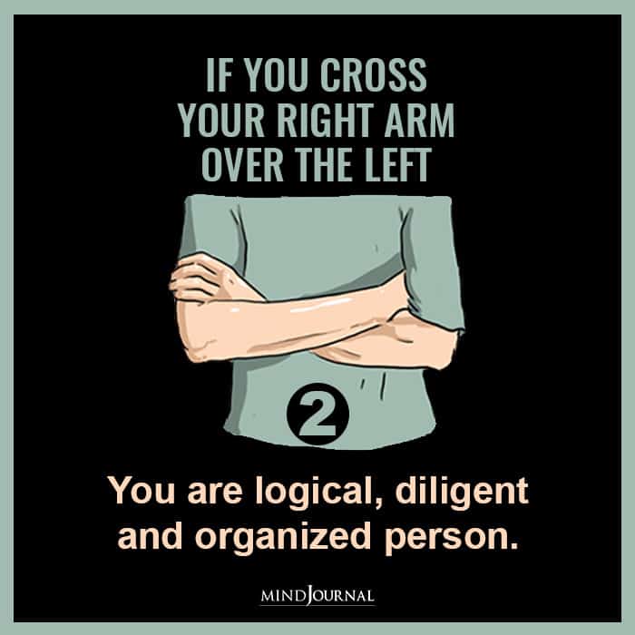 If You cross your right arm over the left