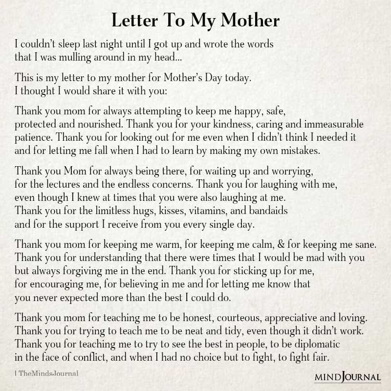 Letter To My Mother