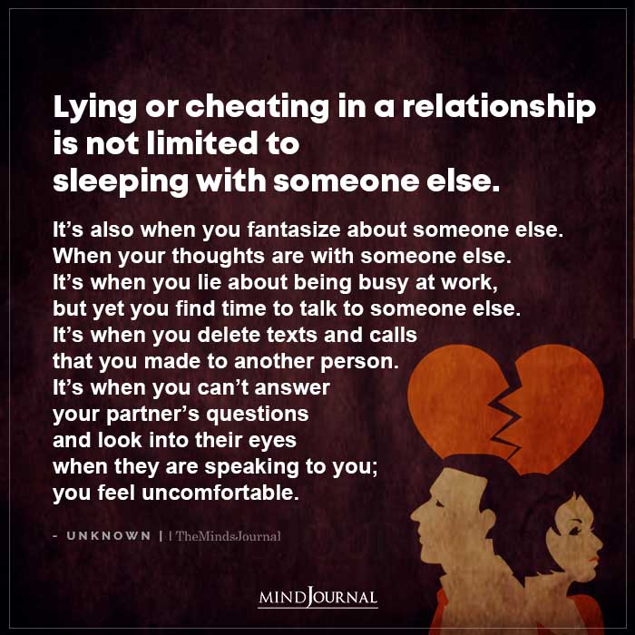 Lying or cheating in a relationship is not limited