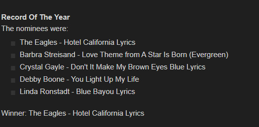 Randy Meisner died recently who was the founding member of the band Eagles that won Grammy award for record of the year