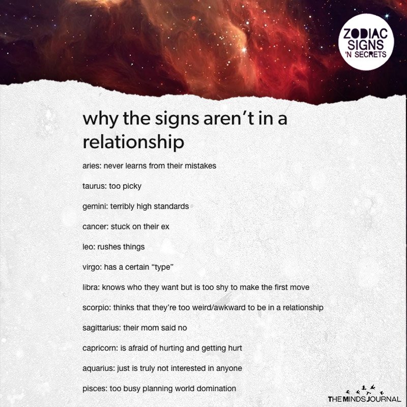 Why The Signs Aren’t in A Relationship