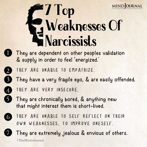 7 Top Weaknesses Of Narcissists