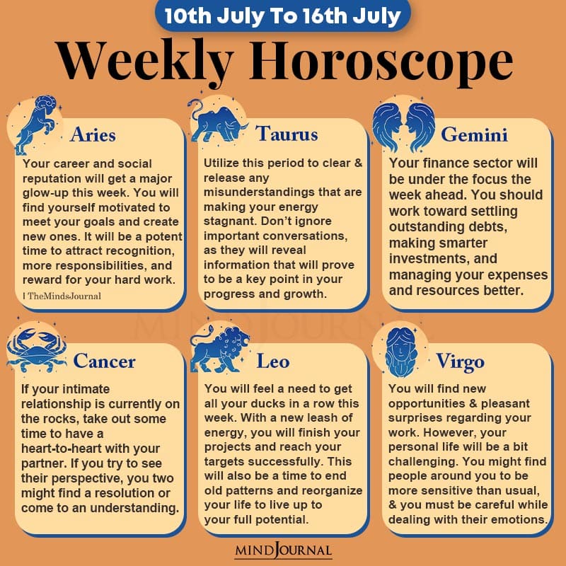 Weekly Horoscope For Each Zodiac Sign (10th July To 16th July)