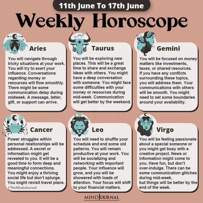 Weekly Horoscope For Each Zodiac Sign(11th June To 17th June)