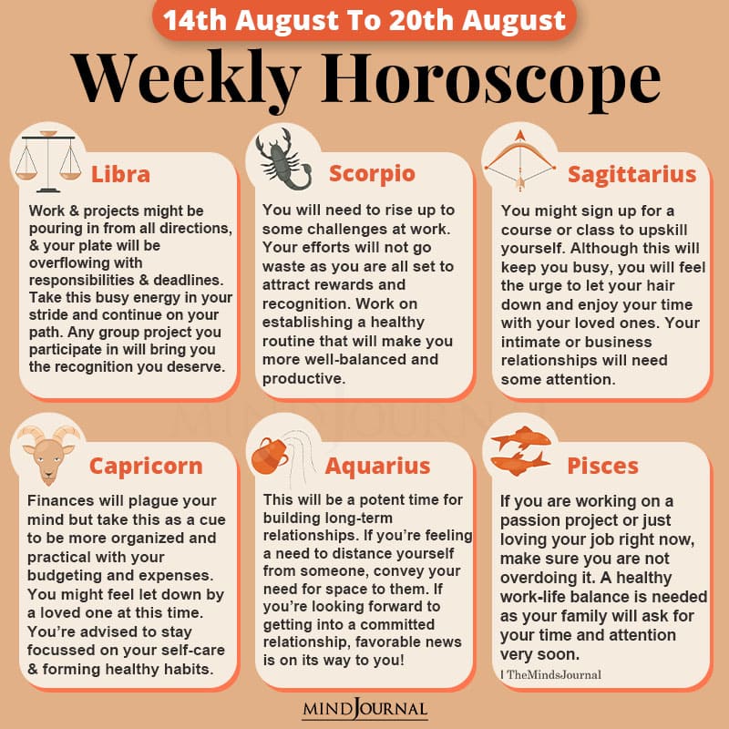 Weekly Horoscope 14th August 20th August 2022