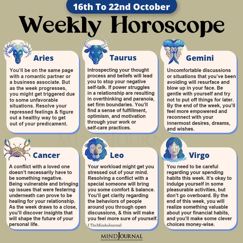 Weekly Horoscope For Each Zodiac Sign (16th October To 22nd October)