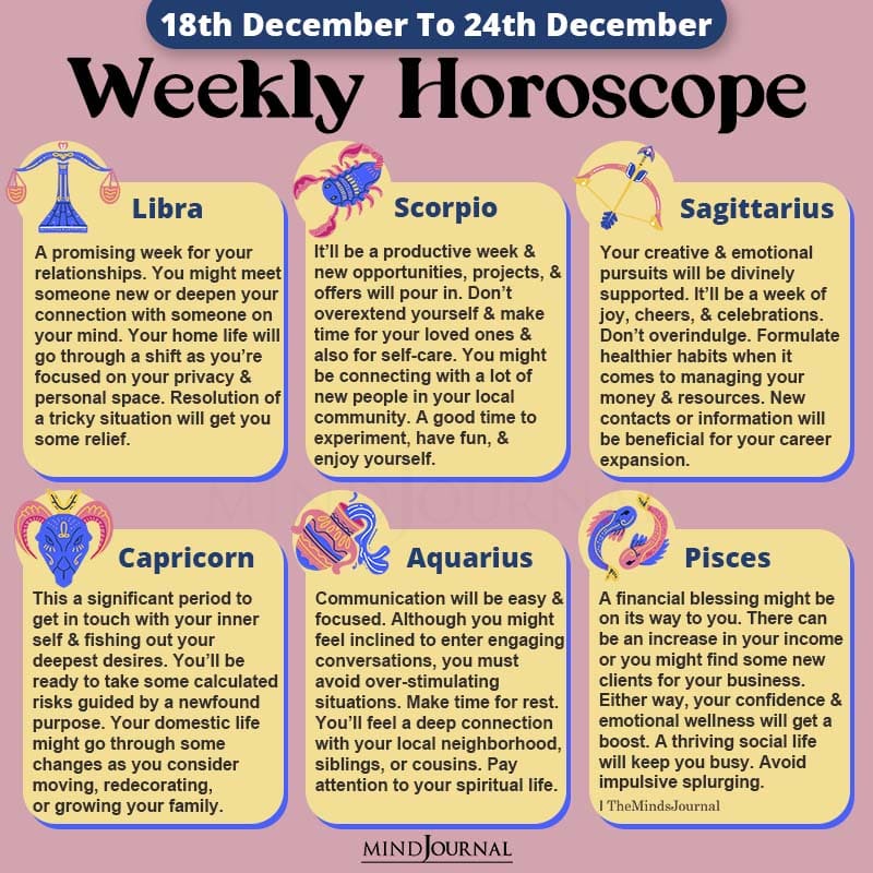 Weekly Horoscope 18th December To 24th December 2022