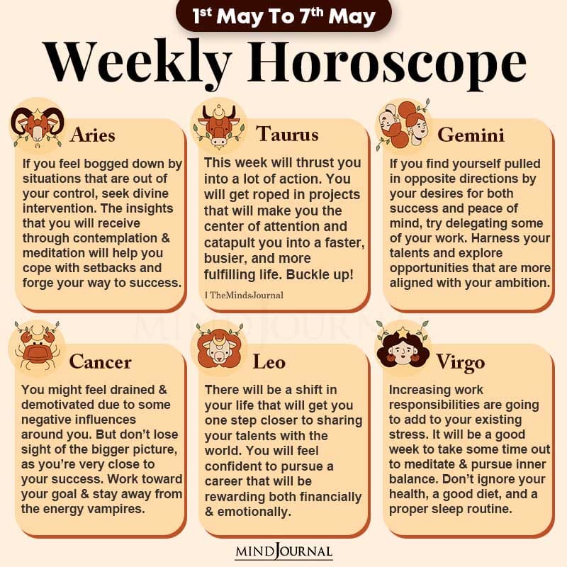 Weekly Horoscope For Each Zodiac Sign (1st May To 7th May)