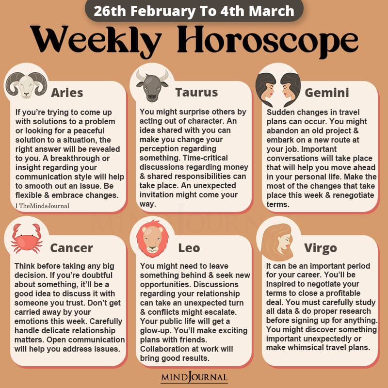 Weekly Horoscope For Each Zodiac Sign(26th February to 4th March)