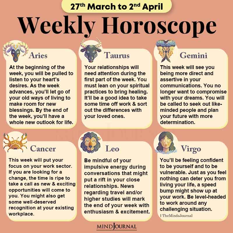 Weekly Horoscope For Each Zodiac Sign (27th March To 2nd April)