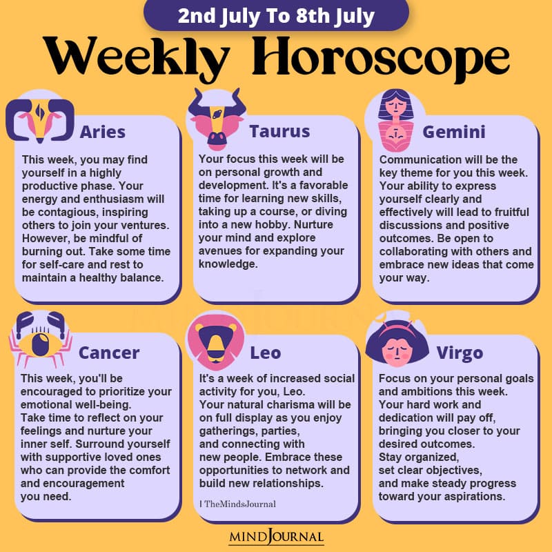 Weekly Horoscope For Each Zodiac Sign(2nd July To 8th July)