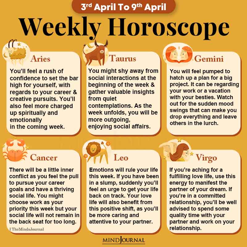 Weekly Horoscope For Each Zodiac Sign (3rd April To 9th April)