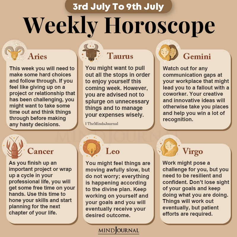 Weekly Horoscope For Each Zodiac Sign (3rd July To 9th July)