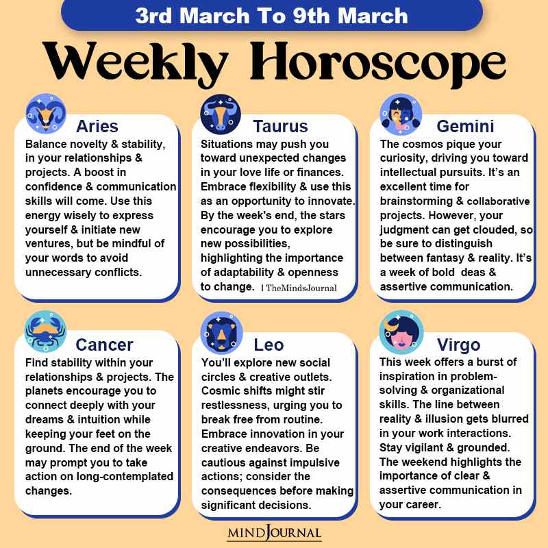 Weekly Horoscope For Each Zodiac Sign(3rd March To 9th March)