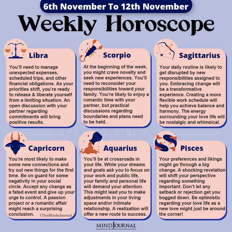 Weekly Horoscope 6th 12th November 2022