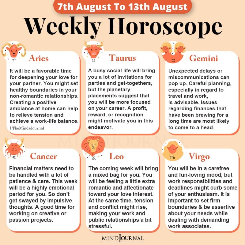 Weekly Horoscope For Each Zodiac Sign (7th August To 13th August)