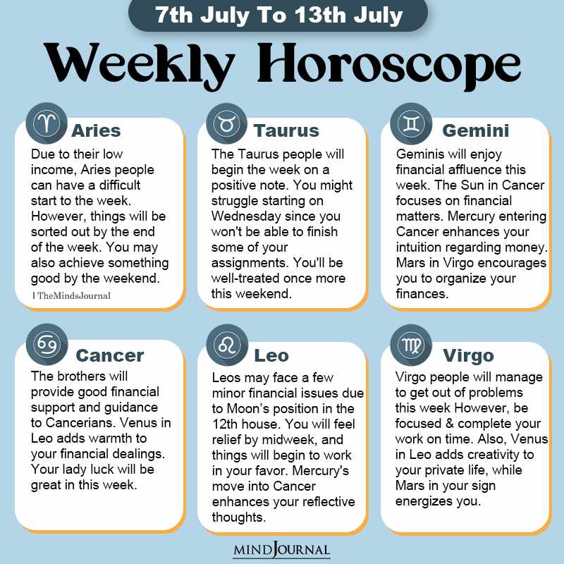 Weekly Horoscope For Each Zodiac Sign (7th July To 13th July)