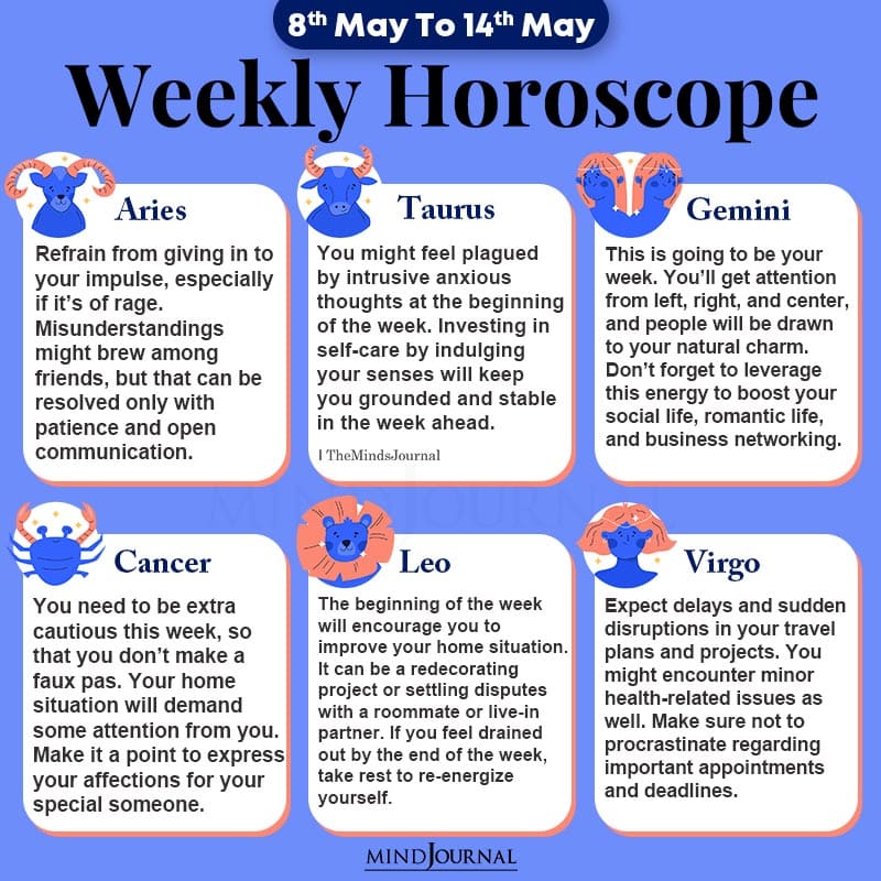 Weekly Horoscope For Each Zodiac Sign (8th May To 14th May)