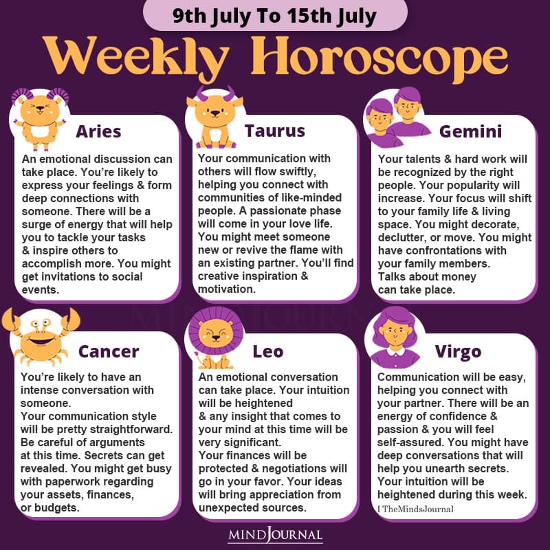 Weekly Horoscope For Each Zodiac Sign(9th July To 15th July)