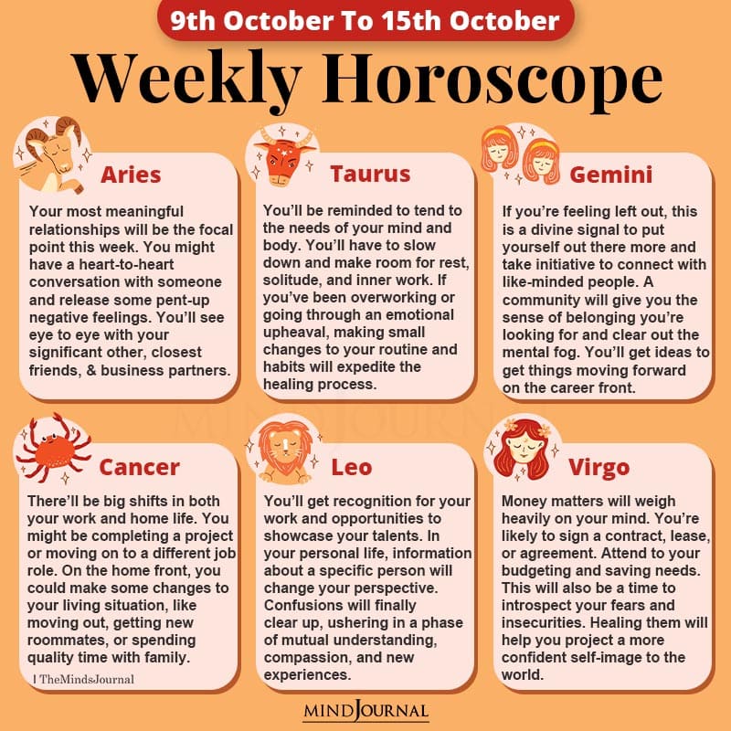 Weekly Horoscope For Each Zodiac Sign (9th October To 15th October)