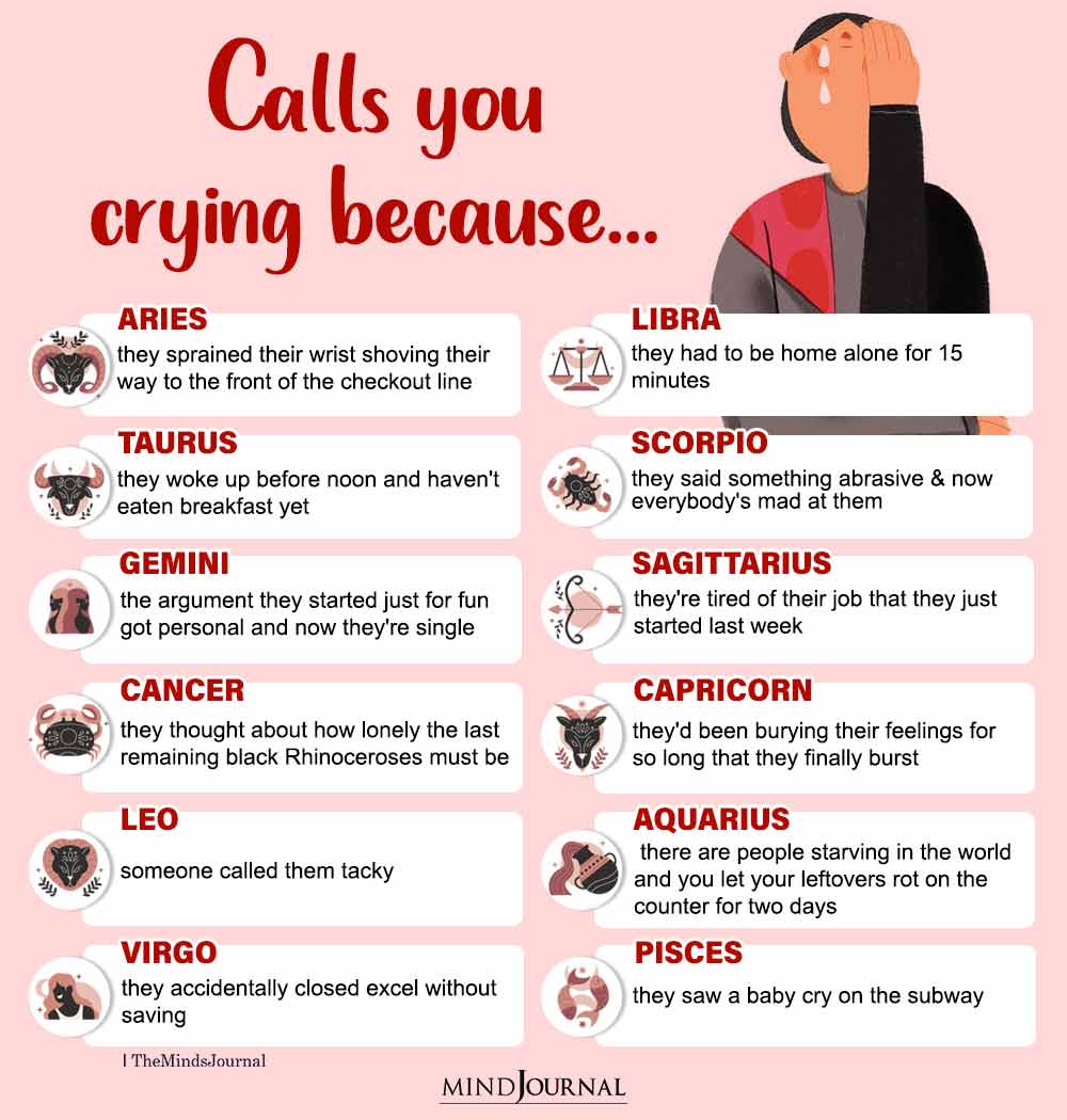 What Is Each Zodiac Sign Crying About?