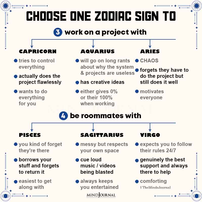 You Are Free To Choose One Zodiac Sign For One Task