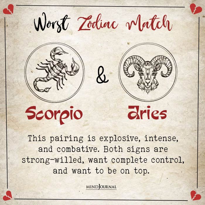 Your Worst Zodiac Match aries scorpio