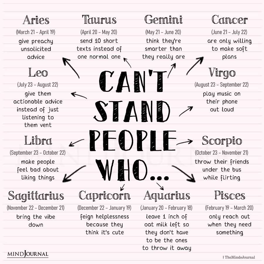 Zodiac Signs Can't Stand People Who