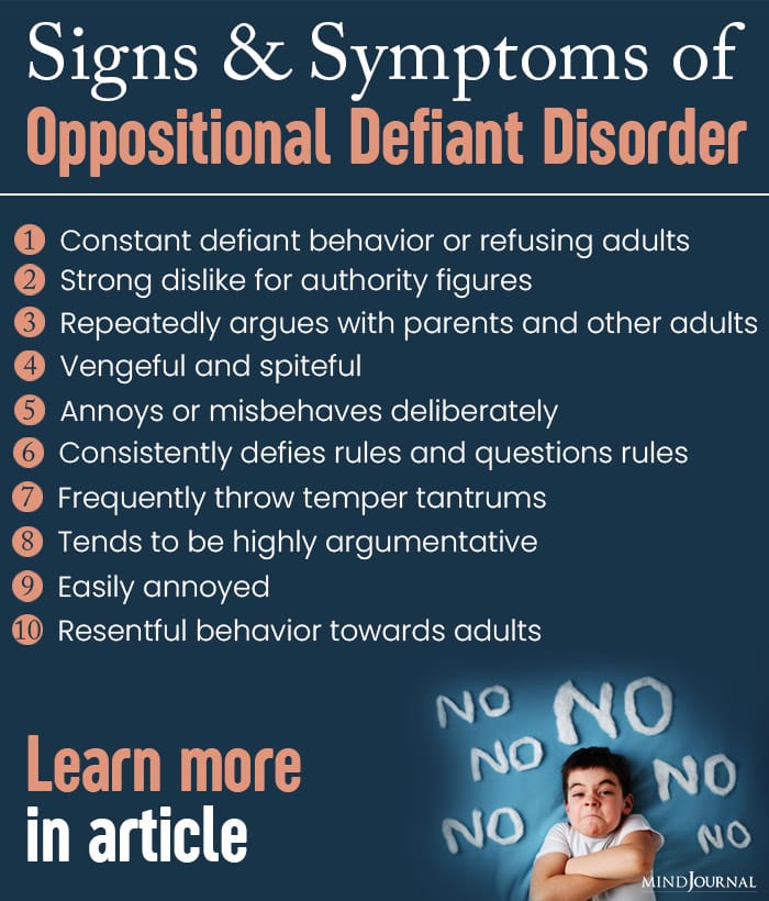 Signs of symptoms of oppositional defiant disorder info