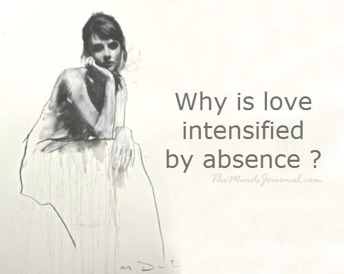 Why is Love intensified by absence ?