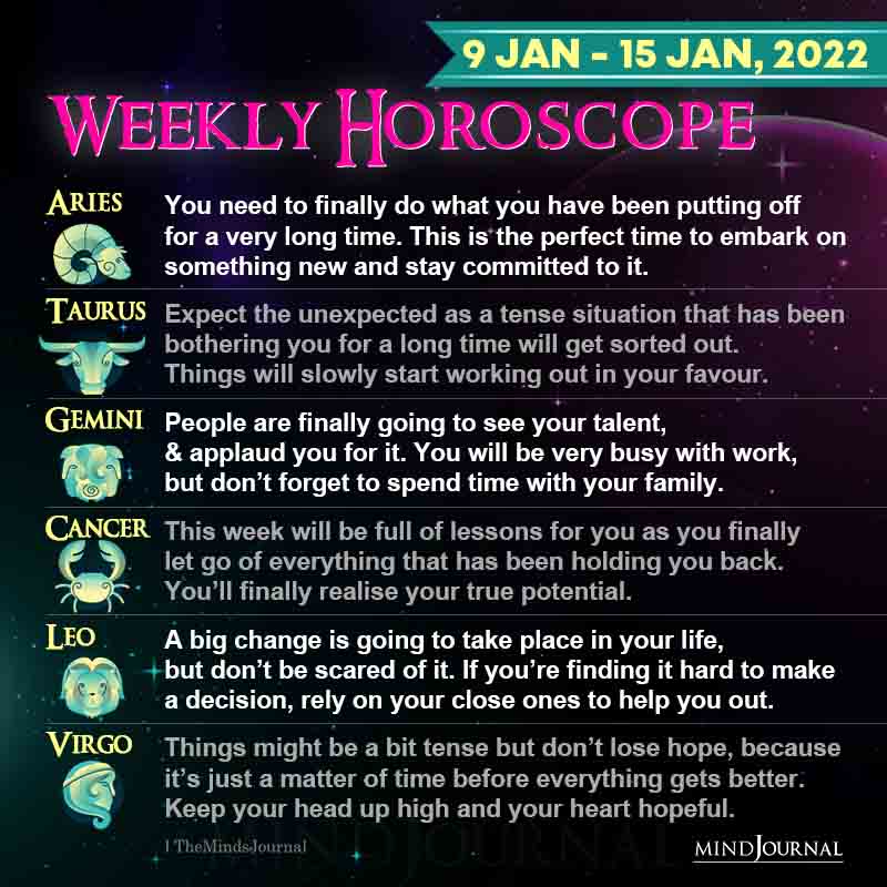 Weekly Horoscope For Each Zodiac Sign (9th Jan to 15th Jan)