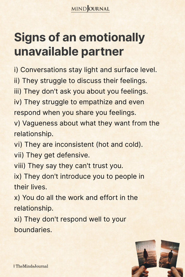 Signs of An Emotionally Unavailable Partner - Toxic Relationship Quotes
