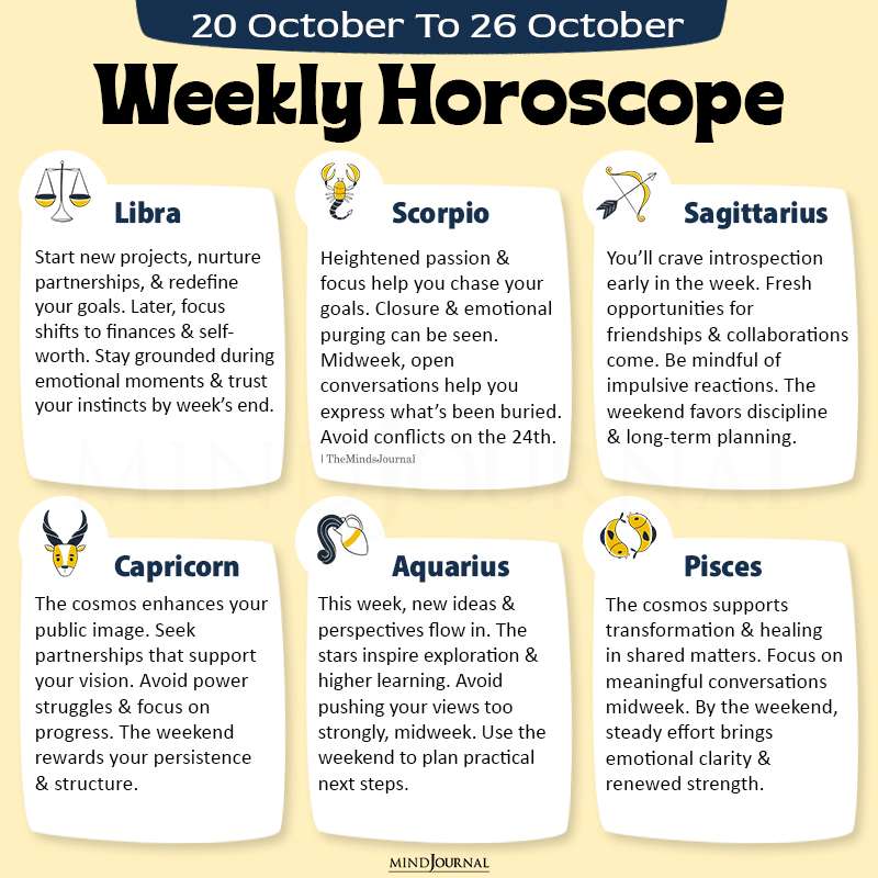 Weekly Horoscope 20 October To 26 October