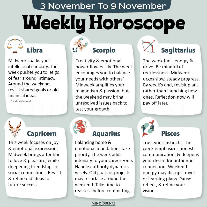 Weekly Horoscope 3 November To 9 November